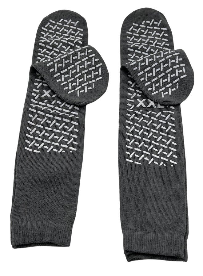 Comfort Axis Double Tread Non-Skid XX-Large Comfort Safety Socks, Grey (Pack of 6) - Image 3